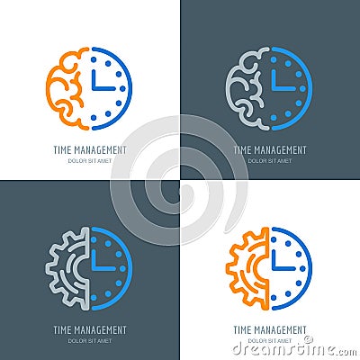 Time management and planning business concept. Vector logo or icons set. Vector Illustration