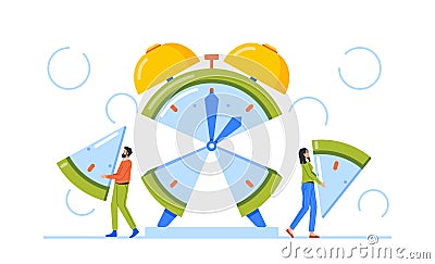 Time Management and Project Task Allocation Concept. Characters Team Plan and Manage Resources To Complete Work Vector Illustration