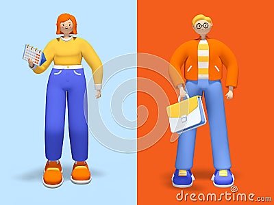 Time management and responsibility - realistic colorful 3d illustration Cartoon Illustration
