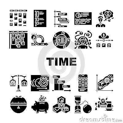 time management schedule task icons set vector Vector Illustration