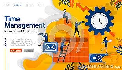 Time management, scheduling, planning in business and financial projects vector illustration concept can be use for, landing page, Vector Illustration