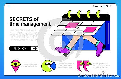 Time management secrets - colorful flat design style banner Vector Illustration