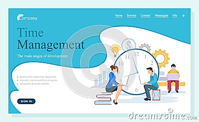 Time Management Website Working People Webpage Vector Illustration