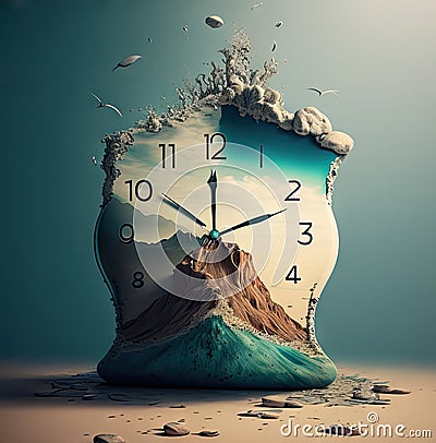 The time melting. Surreal style image. Isolated Stock Photo