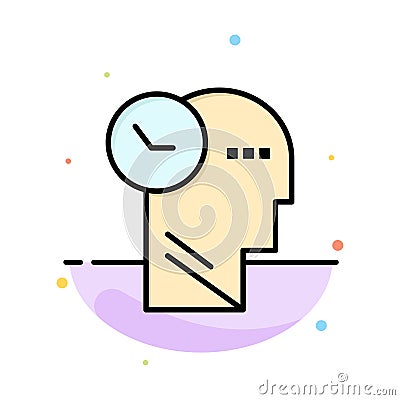 Time, Mind, Thoughts, Head Abstract Flat Color Icon Template Vector Illustration