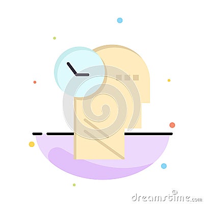 Time, Mind, Thoughts, Head Abstract Flat Color Icon Template Vector Illustration