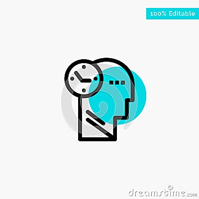 Time, Mind, Thoughts, Head turquoise highlight circle point Vector icon Vector Illustration