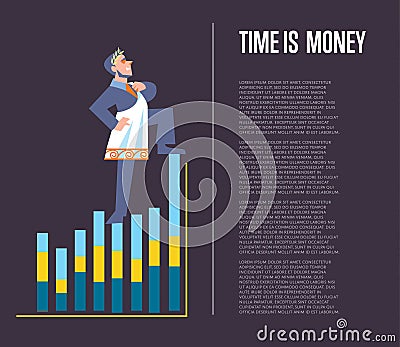 Time is money banner with businessman Vector Illustration