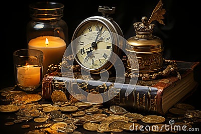 Time is money. clock and dollars wall street business concept for financial time management Stock Photo