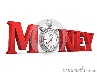 Time money concept red letters with stopwatch Stock Photo