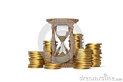 Time is money concept with sandglass Stock Photo