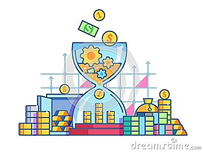 Time is money flat concept Vector Illustration