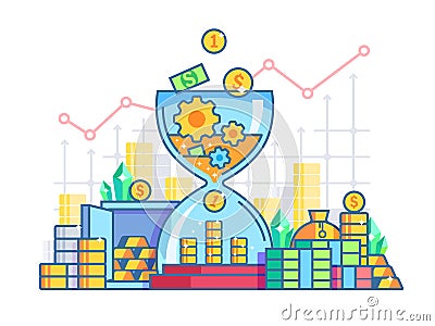 Time is money flat concept Vector Illustration