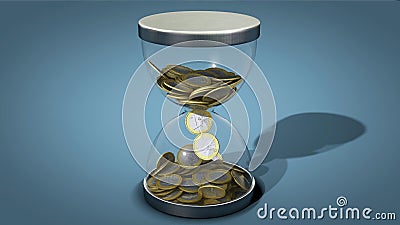 Time is money - hourglass with euro coins Stock Photo