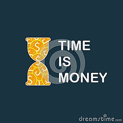 Time is money,hourglass time concept logo flat vector Vector Illustration