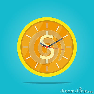 Time is money,time management business clock gold coin vector Vector Illustration