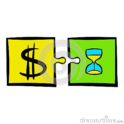 Time is money puzzle icon, icon cartoon Vector Illustration