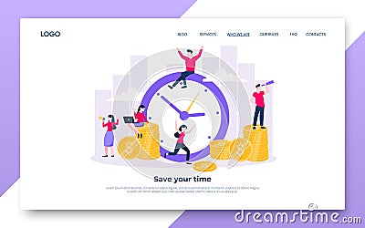 Time is money. Save time business concept flat style vector illustration. Vector Illustration
