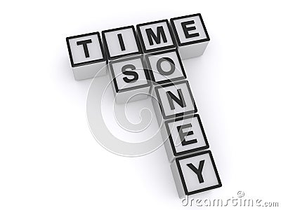 Time is money word block Stock Photo