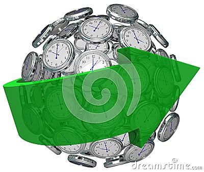 Time Moving Forward Clock Sphere Arrow Pointing Future Stock Photo