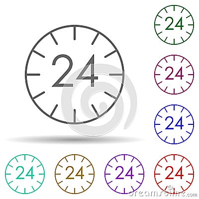 24 7 time multi color icon. Simple thin line, outline vector of logistics icons for ui and ux, website or mobile application Stock Photo