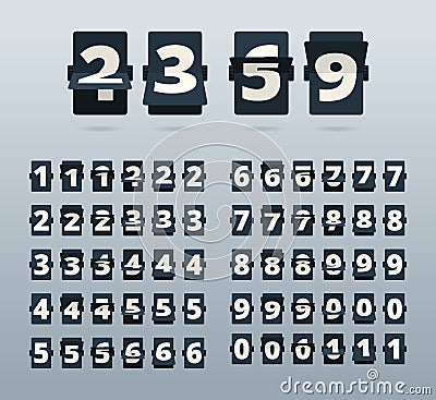 Time numbers. Flip clock template countdown vector template Vector Illustration