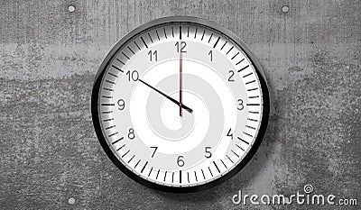Time at 10 o clock - classic analog clock on rough concrete wall Cartoon Illustration