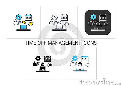 Time off management icons set Vector Illustration