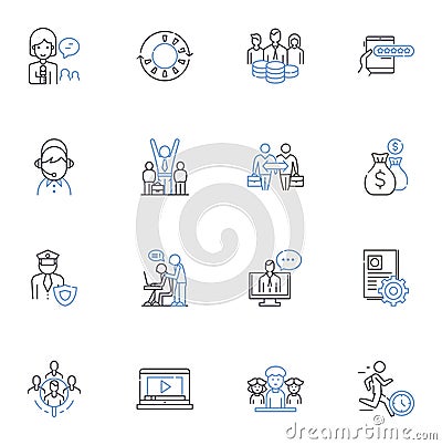 Time organization line icons collection. Prioritization, Efficiency, Planning, Discipline, Routine, Schedule Vector Illustration