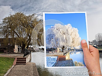 Time passing concept summer vs winter Stock Photo