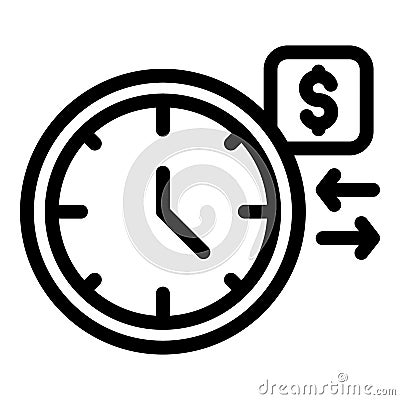 Time payment cancellation icon, outline style Vector Illustration