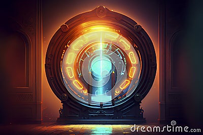 Time portal, travel through time, conceptual ai illustration Cartoon Illustration