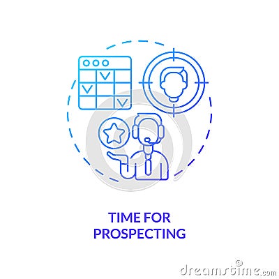 Time for prospecting blue gradient concept icon Vector Illustration