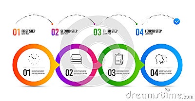 Time, Reject checklist and Servers icons set. Face id sign. Clock, Decline file, Big data. Vector Vector Illustration