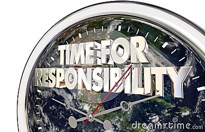 Time For Responsibility Clock Environment Activism 3d Illustration Stock Photo