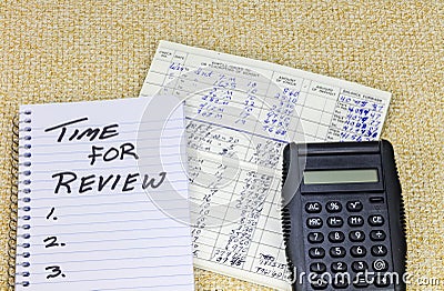 Time review evaluation goal plan performance analysis assessment Stock Photo