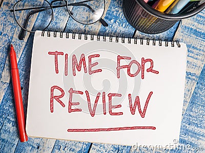 Time For review, Motivational Words Quotes Concept Stock Photo