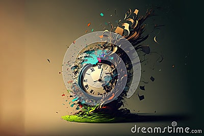 Time running fast abstract wasting of time concept quick, fast, speed time Illustration generative ai Stock Photo