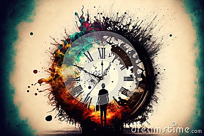 Time running fast abstract wasting of time concept quick, fast, speed time Illustration generative ai Stock Photo