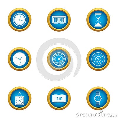 Time is running icons set, flat style Vector Illustration