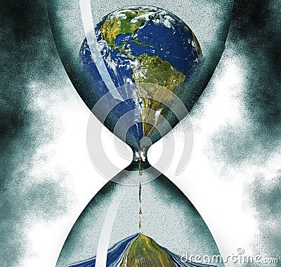 Time running out on the ecology of planet earth is illustrated Cartoon Illustration