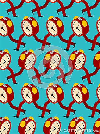 Time running out pattern seamless. Alarm clock is running background. Vector ornament Vector Illustration