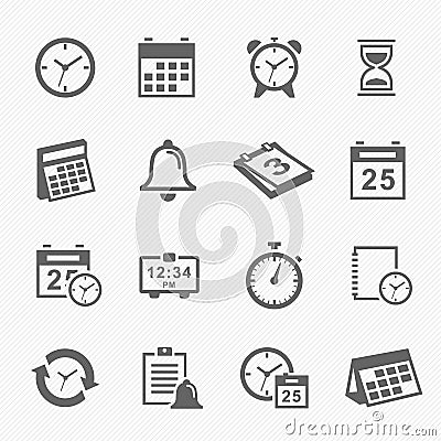 Time and Schedule stroke symbol icons set Vector Illustration