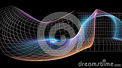 Time-Space Distortion: Abstract Visualization of Spacetime Continuum Curvature. Generative AI Stock Photo
