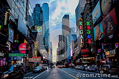 Time square at dusk Editorial Stock Photo