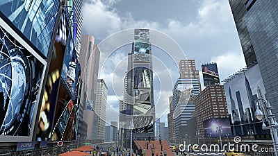 Time Square New York Manhattan. 3D rendering Cartoon Illustration