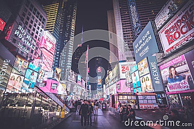 Time square in new york at night. Editorial Stock Photo