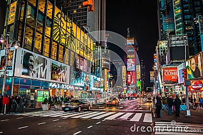 Time Square at Nigh Editorial Stock Photo