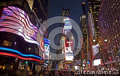 Time Square at Night Editorial Stock Photo