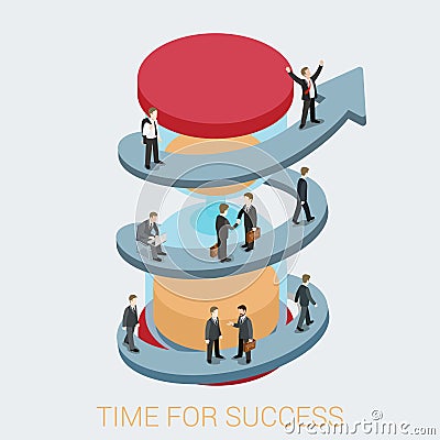 Time success flat 3d web isometric infographic business concept Vector Illustration